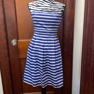 Gap blue and white striped fit and flare strapless dress size 0, new with tags